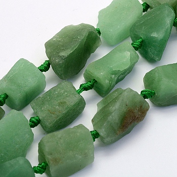 Natural Green Aventurine Beads Strands, Nuggets, 17~30.5x11~26x11~26mm, Hole: 2mm, about 16~19pcs/strand, 15.7 inch(40cm)