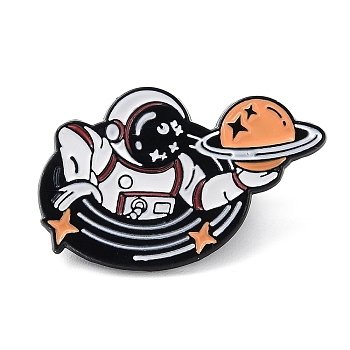 Space Theme Astronaut Enamel Pin, Black Zinc Alloy Cartoon Badge for Backpack Clothes, Colorful, 21x33x2mm