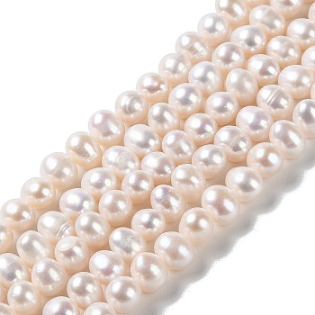Natural Cultured Freshwater Pearl Beads Strands, Potato, Grade 3A++, PapayaWhip, 8.5~9.5x7~8mm, Hole: 0.6mm, about 47pcs/strand, 13.98''(35.5cm)
