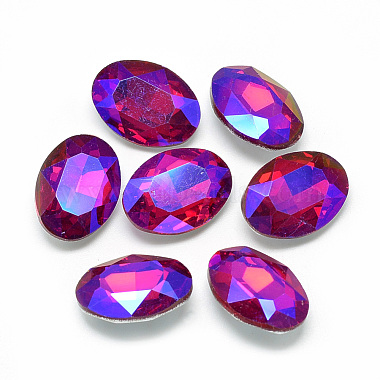 18mm Red Oval Glass Rhinestone Cabochons