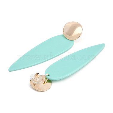 Brass Resin Teardrop Stud Earrings for Women(EJEW-U030-01G-01)-2