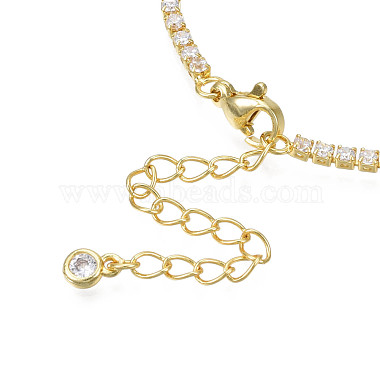 Cubic Zirconia Classic Tennis Necklace with Flower Links(NJEW-N048-01D)-2