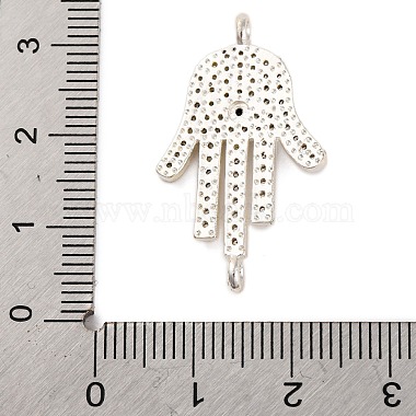 Rack Plating Brass Micro Pave Clear Cubic Zirconia Religion Hamsa Hand Connector Charms(KK-Z070-11P)-3