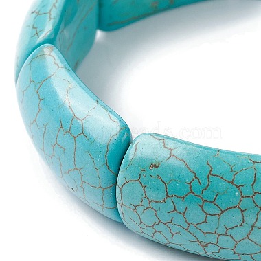 Dyed Synthetic Turquoise Rectangle Beaded Stretch Bracelets(BJEW-P299-01A-01)-2