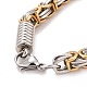 Ion Plating(IP) 304 Stainless Steel Column Links Bracelet with Byzantine Chains for Men(BJEW-G649-01G)-3