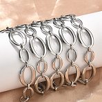 304 Stainless Steel Link Chain Bracelets for Women, Oval, Ion Plating(IP), Long-Lasting Plated, Stainless Steel Color, 8.66 inch(22cm)(BJEW-B169-04B-P)