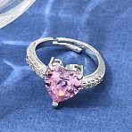 Brass Pave Cubic Zirconia Cuff Open Rings, Heart, Platinum, US Size 7 1/4(17.5mm)(CU-CBA5C10-20P)
