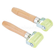 2Pcs 2 Style Rubber Car Tyre Repair Rollers, Tire Puncture Repair Cold Patch Pressure Tool, with Wooden Handle and Iron Findings, Light Green, 170~174x45~64x35mm, 1pc/style(TOOL-OC0001-65)