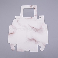 Marble Pattern Paper Cardboard Jewelry Boxes, with PVC Window, Square, White, Box: 12x12x4.5cm(CON-WH0039-08)
