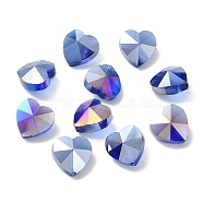 Electroplate Glass Beads, AB Color Plated, Faceted, Heart, Blue, 14x14x8.5mm, Hole: 1mm(X-EGLA-Q091-14mm-A07)