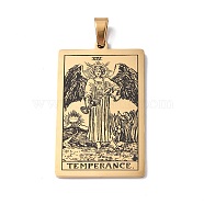 201 Stainless Steel Pendant, Golden, Rectangle with Tarot Pattern, Temperance XIV, 40x24x1.5mm, Hole: 4x7mm(STAS-B033-01G-14)