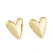 Brass Heart Stud Earrings for Women, Real 18K Gold Plated, 19.5x17.5mm, Pin: 0.6mm(EJEW-C008-26G)