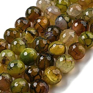 Faceted Natural Dragon Veins Agate Beads Strands, Round, Dyed & Heated, Dark Goldenrod, 12mm, Hole: 1.6mm, about 31pcs/strand, 14.76''(37.5cm)(G-F447-12mm-L05)