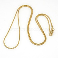 Trendy Unisex 201 Stainless Steel Snake Chain Necklaces, with Lobster Claw Clasps, Golden, 19.5 inch(49.5cm), 1mm(NJEW-L043-06G)