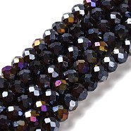 Baking Electroplate Glass Beads Strands, AB Color, Faceted, Round, Black, 6x5mm, Hole: 1mm, about 83~84pcs/strand, 16.14''(41~41.5cm)(X-DGLA-A039-J6MM-B20)