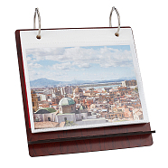 Wood Desktop Calendar Photo Album, Flip Calendar-Style, with Iron Ring Clasps and PVC Bags, Rectangle, Coconut Brown, Finished Product: 145x68x154mm(AJEW-WH0258-765A)