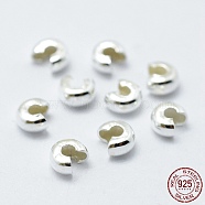 925 Sterling Silver Crimp Beads Cover, Silver, 3mm(STER-G027-27S-3mm)