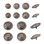 80 Pcs 8 Styles Brass Shank Buttons, Flat Round with Flower Pattern, Mixed Color, 10pcs/style(BUTT-TA0001-10)