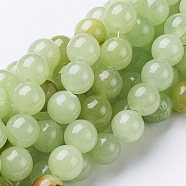 Natural Flower Jade Beads, Dyed, Round, Light Green, about 10mm in diameter, hole: 1mm, about 40pcs/strand, 16 inch(X-GSR10mmC193)