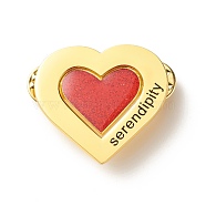 Serendipity Word Heart Flipped Enamel Pins Set, Combined Double Iron Enamel Brooches for Backpack Clothes, Golden, Red, 18x21x9.5mm, 32x39.5x10mm(JEWB-C012-03B)