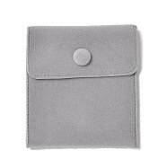 Velvet Jewelry Storage Pouches, Rectangle Jewelry Bags with Snap Fastener, for Earrings, Rings Storage, Light Grey, 9.65x8.9cm(TP-B002-03B-03)
