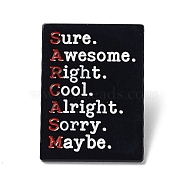 Word SARCASM Enamel Pins, Black Alloy Brooches for Backpack Clothes, White, 30x22x1.5mm(JEWB-K001-07A-EB)