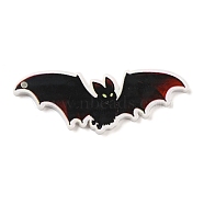 Halloween Themed Opaque Printed Acrylic Pendants, Bat, 17.5x48x2mm, Hole: 1.7mm(SACR-L004-01J)