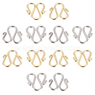 Unicraftale 304 Stainless Steel Hook Clasps, M Clasps, Golden & Stainless Steel Color, 12.5x11.5x1mm, 2 colors, 30pcs/color, 60pcs/box(STAS-UN0006-97)