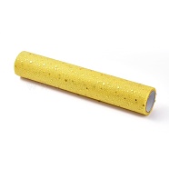 Glitter Sequin Deco Mesh Ribbons, Tulle Fabric, Tulle Roll Spool Fabric For Skirt Making, Yellow, 11 inch(28cm), about 5yards/roll(4.572m/roll)(OCOR-I005-E05)
