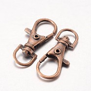 Alloy Swivel Lobster Claw Clasps, Swivel Snap Hook, Nickel Free, Red Copper, 35x13mm, Hole: 8.5mm(E168-NFR)