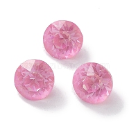 Glass Rhinestone Cabochons, Point Back & Back Plated, Faceted, Round, Light Rose, 6.2x5mm(RGLA-G020-05A-123AM)