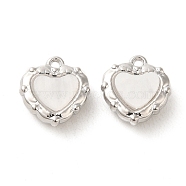Acrylic Pendants, with Alloy Findings, Heart, Platinum, 13x12.5x5mm, Hole: 1.4mm(PALLOY-P303-15P)