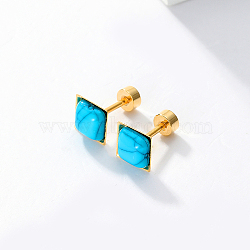 Elegant and Cute Turquoise Earrings for Women, Fashionable, Real 18K Gold Plated, 13x7mm(RC1135)