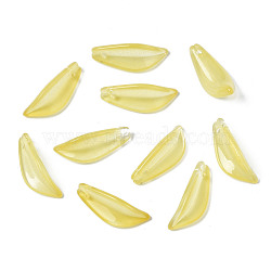 Transparent Spray Painted Glass Pendants, Imitation Jade Pendants, Leaf, Champagne Yellow, 21.5x8x5mm, Hole: 1.2mm(GGLA-S054-015E-04)