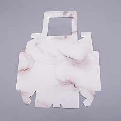 Marble Pattern Paper Cardboard Jewelry Boxes, with PVC Window, Square, White, Box: 12x12x4.5cm(CON-WH0039-08)