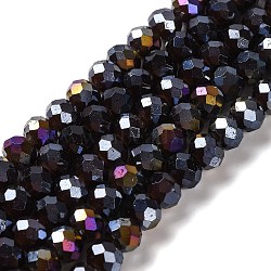 Baking Electroplate Glass Beads Strands, AB Color, Faceted, Round, Black, 6x5mm, Hole: 1mm, about 83~84pcs/strand, 16.14''(41~41.5cm)(X-DGLA-A039-J6MM-B20)