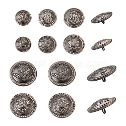 80 Pcs 8 Styles Brass Shank Buttons, Flat Round with Flower Pattern, Mixed Color, 10pcs/style(BUTT-TA0001-10)