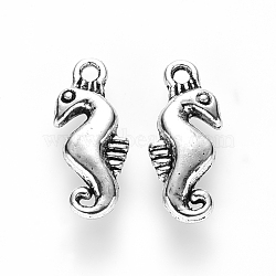 Tibetan Style Alloy Pendants, Sea Horse, Cadmium Free & Lead Free, Antique Silver, 17x7x3mm, Hole: 1.4mm, about 1280pcs/1000g(TIBEP-S319-102AS-RS)