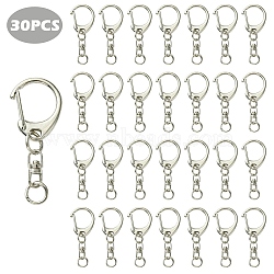 Iron Split Key Rings, with Zinc Alloy Lobster Claw Clasps, Platinum, 45mm(FIND-YWC0008-01P)