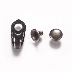 Alloy Boot Lace Hooks For Climbing and Outdoor Shoes, with Rivets, Gunmetal, 19x9x7mm, Hole: 4.5mm(PALLOY-WH0024-03B)