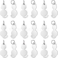 20Pcs 201 Stainless Steel Kitten Pendants, Cat Silhouette Shape, Stainless Steel Color, 18x8x1mm, Hole: 3~3.5mm(STAS-UN0035-50)