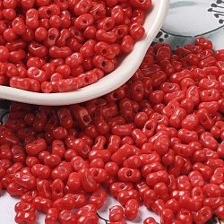 Baking Paint Glass Seed Beads, Peanut, Red, 5.5~6x3~3.5x3mm, Hole: 1~1.2mm, about 4000pcs/pound(SEED-K009-01A-07)