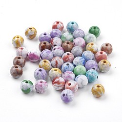 Crackle Acrylic Beads, Imitation Gemstone Beads, Round, Mixed Color, 9~9.5mm, Hole: 2mm(X-MACR-E025-22-10mm)