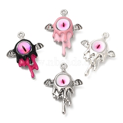 Alloy Enamel Pendants, with Glass, Lead Free & Cadmium Free, Platinum, Eye with Wings Charm, Mixed Color, 32x23x10mm, Hole: 1.6mm(PALLOY-H129-07)