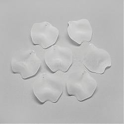Transparent Acrylic Pendants, Frosted, Petal, Clear, 26x24x1mm, Hole: 1.5mm, about 600pcs/500g(FACR-S031-26mm-SB518)