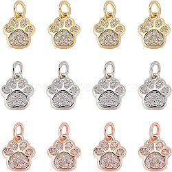 10Pcs 5 Style Brass Micro Pave Clear Cubic Zirconia Pendants, Butterfly & Bee & Wing & Elephant & Fishtail Shaped, Golden, 10.5~16x6~13x2~3mm, Hole: 1.2~3mm, 2pcs/style(KK-FH0004-76)