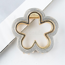 Flower Shape PVC Plastic Claw Hair Clips, Hair Accessories for Women Girls, Silver, 47x45x32mm(PW-WG34467-05)