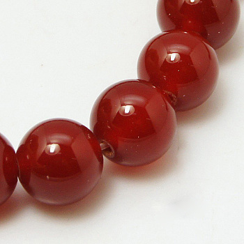 Natural Carnelian Beads Strands, Dyed, Grade A, Dark Red, Round, 4mm, 15.5 inch
