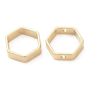 Rack Plating Brass Bead Frame, Cadmium Free & Lead Free, Hexagon, Real 24K Gold Plated, 11x10x3mm, Hole: 1.2mm