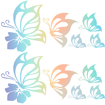 Laser PET Waterproof Car Stickers, Self-Adhesive Decals, for Vehicle Decoration, Butterfly, Colorful, 240x120x0.4mm